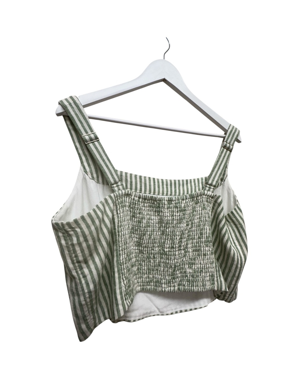 Abercrombie & Fitch Womens Stripe Crop Top Tank Smocked Back Green White Size XL - Picture 4 of 8